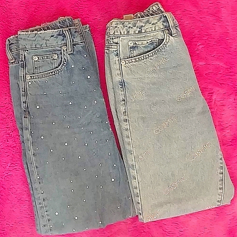 2 pairs of strass, sparkles jeans